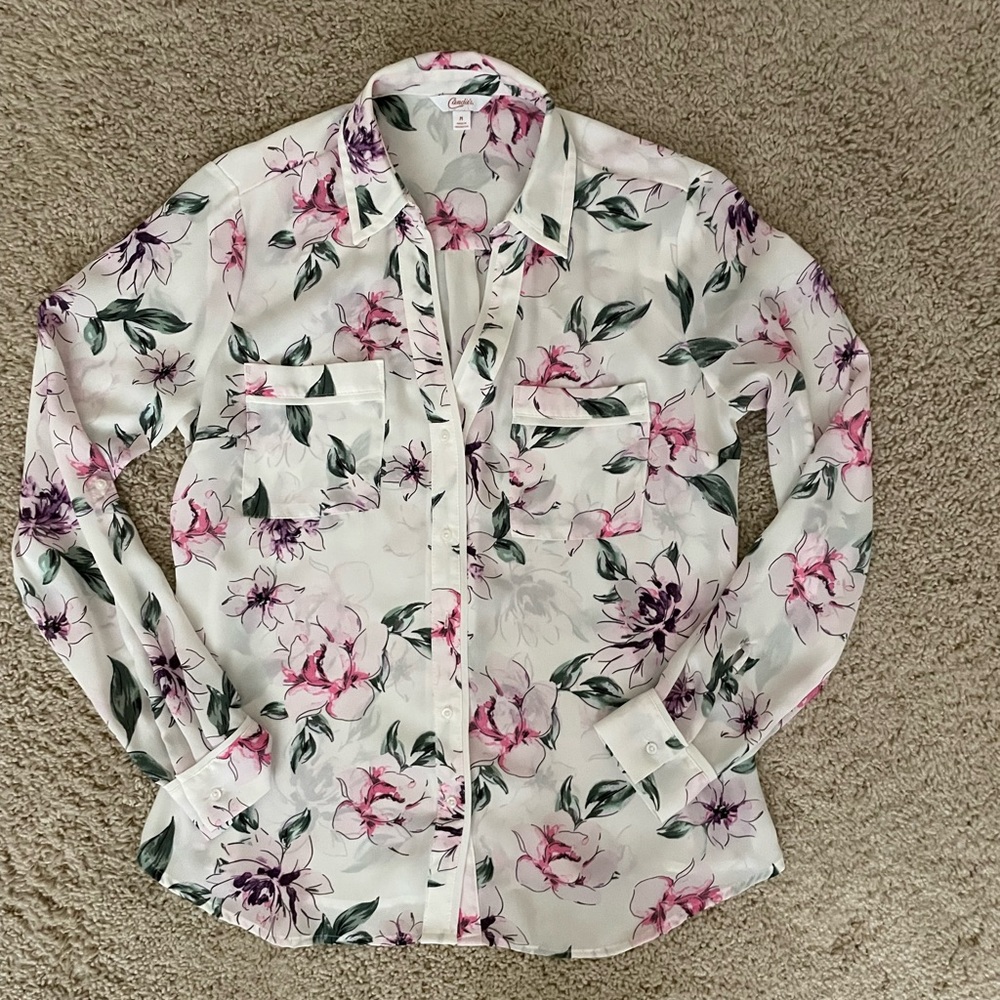 Long sleeve floral blouse size medium